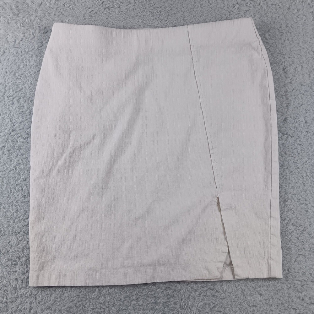 Cato Pencil Skirt Womens 16 White Textured Stretch Side‎ Slit Knee Length